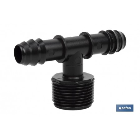 Conector T con doble empalme y rosca 3/4'' | Accesorio de riego imprescindible para cualquier instalación de riego por goteo