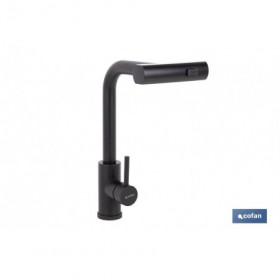 Grifo de cocina negro con 3 funciones y giro 360º | Material: acero inoxidable 304 | Cartucho cerámico de Ø35 mm