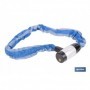 Candado de cadena de acero cementado | Cadena de Ø6 mm y longitud de 90 cm | Funda de nylon azul | Incluye 2 llaves de seguridad