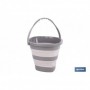 Cubo plegable con asa con 11 litros de capacidad | Color: Gris y blanco | Ahorro de espacio, fácil almacenamiento y transporte