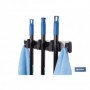 Colgador de escobas y fregonas con 3 soportes y 4 ganchos | Organizador de pared fuerte, práctico y ajustable