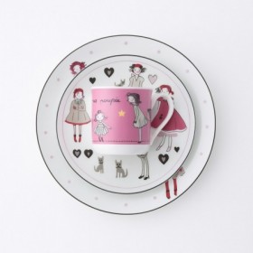 VAJILLA INFANTIL 4 PIEZAS PORCELANA MUÑECAS