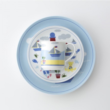 VAJILLA INFANTIL 4 PIEZAS PORCELANA BARCOS