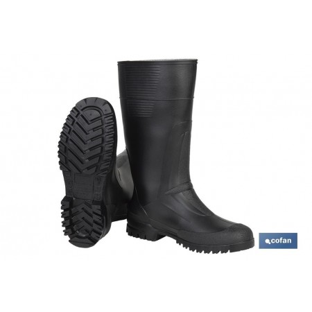 Botas de agua altas | Material: PVC | Color: negro | Protección reforzada | Disponible desde la talla 36 hasta la 48