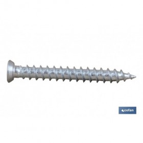 Tornillo de cabeza plana Torx, anclaje especial para hormigón. Tornillo zincado blanco sin cromo 6 en varias medidas
