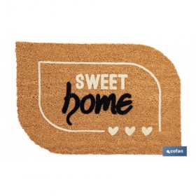 Felpudo de fibra de coco para interior con base antideslizante | Diseño Sweet Home | Medidas: 40 x 60 cm