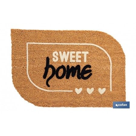 Felpudo de fibra de coco para interior con base antideslizante | Diseño Sweet Home | Medidas: 40 x 60 cm