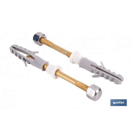 Kit de fijación para el inodoro o bidé | Conjunto de 2 espárragos, tapones y tacos | Disponible en diferentes acabados