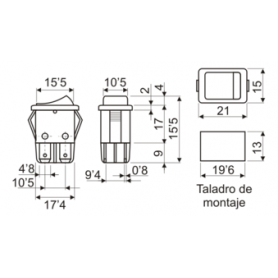 ▷ Interruptor Luminoso Con N T/R Faston 4.8 - Pack 25 uds