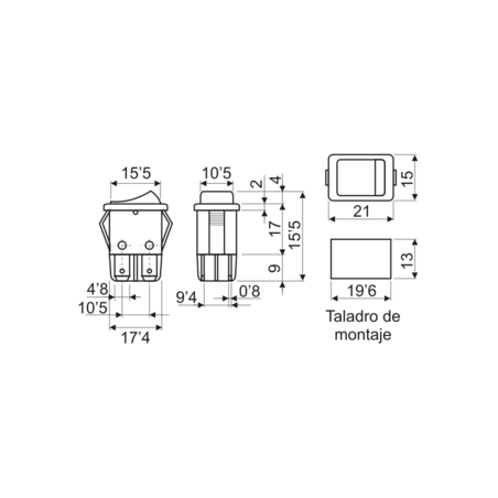▷ Interruptor Luminoso Con N T/R Faston 4.8 - Pack 25 uds