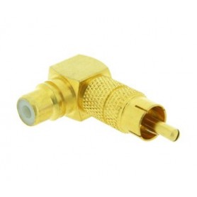 ▷ Conector Rca Macho / Rca Hembra Acodado Dorado | Ferreidea