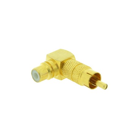 ▷ Conector Rca Macho / Rca Hembra Acodado Dorado | Ferreidea