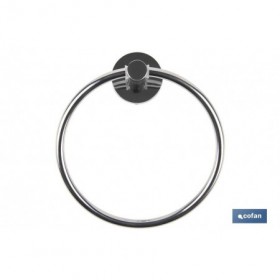 Toallero circular modelo Lagoa fabricado en acero inoxidable.